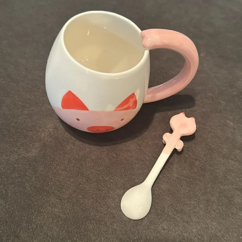 Pig Mug and Spoon Gift Set 15oz Capacity NEW